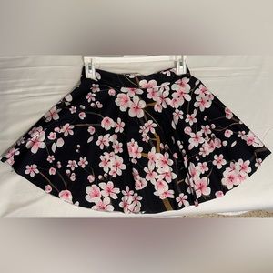 Casual Mini Stretch Waist Flared Cherry
Blossom Pleated Skater Skirt